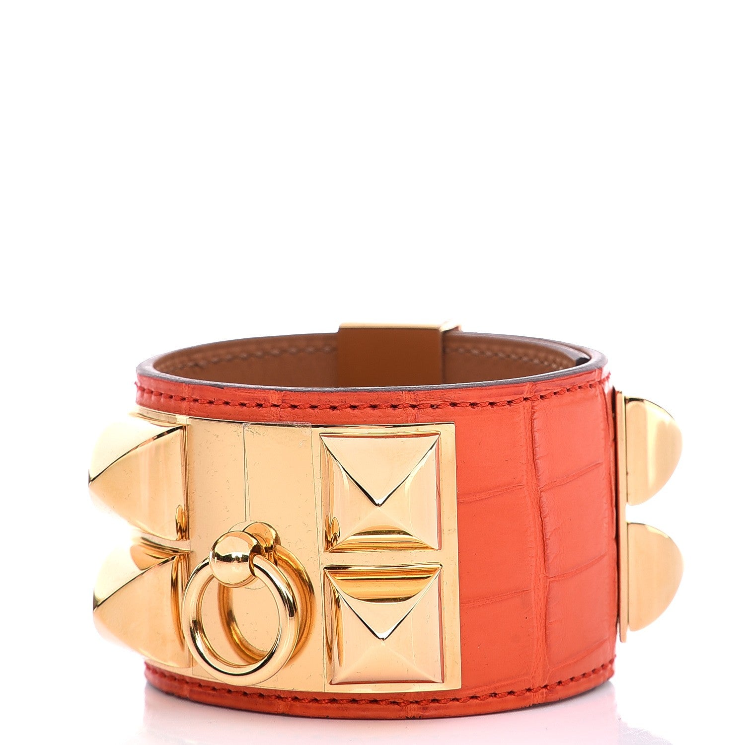 Hermes Matte Alligator Collier De Chien CDC Bracelet S Poppy 1 of 8