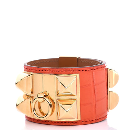 Hermes Matte Alligator Collier De Chien CDC Bracelet S Poppy 1 of 8