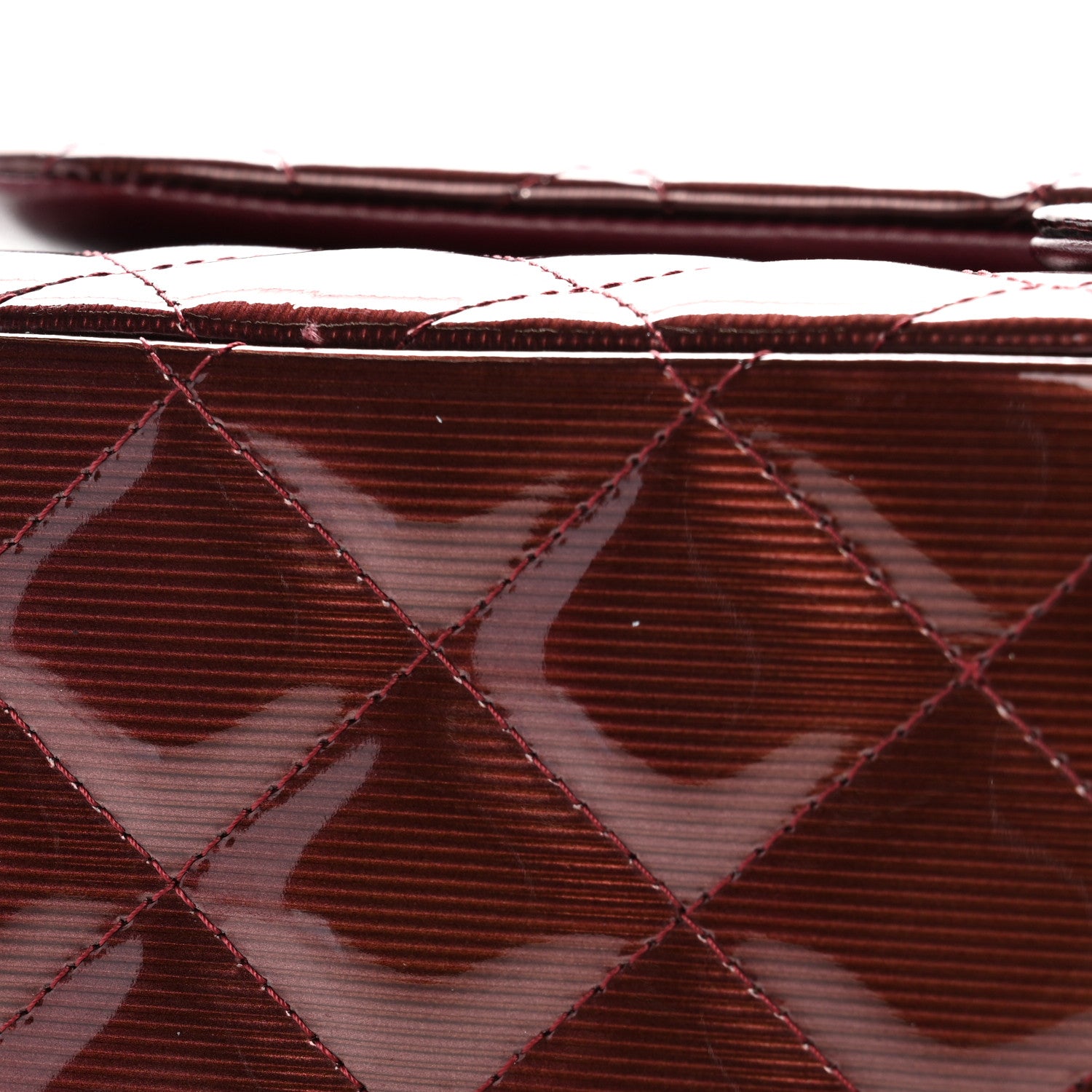 Chanel Striated Patent Quilted Jumbo Double Flap Burgundy 11 of 12