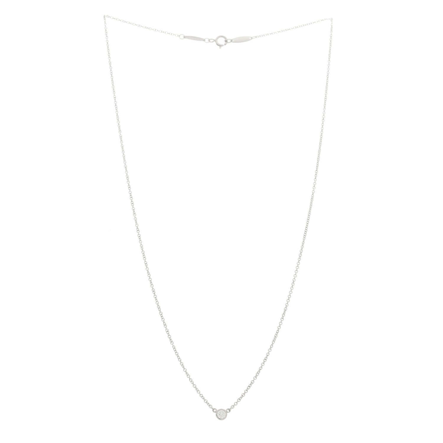 Tiffany Platinum Diamond .08ct Elsa Peretti Diamonds by the Yard Pendant Necklace 3 of 6