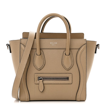Celine Drummed Calfskin Nano Luggage Dune 1 of 13