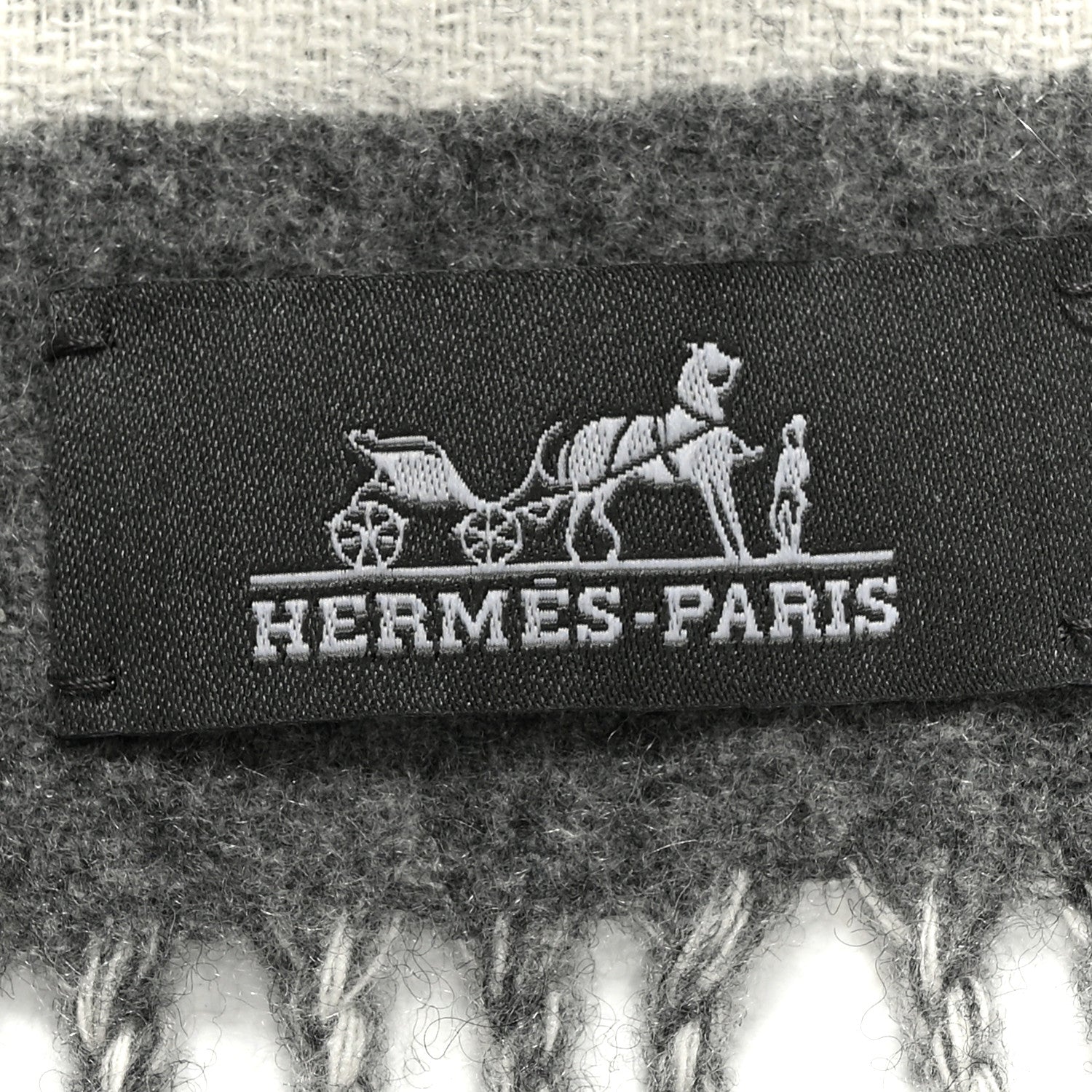 Hermes Cashmere Casaque Love Story Muffler Gris Clair Ivoire 3 of 4