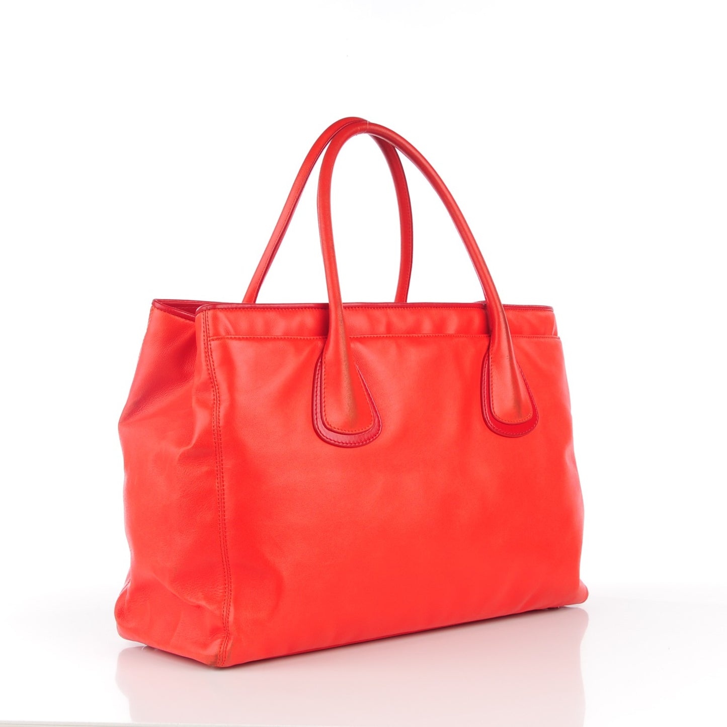 Lambskin Executive Cerf Shopper Tote Red