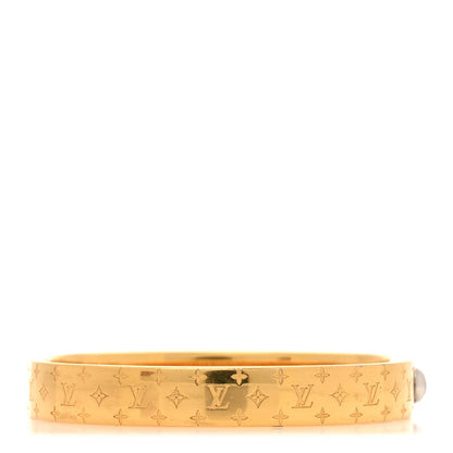 Louis Vuitton Brass Monogram Nanogram Cuff M Gold 3 of 7