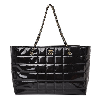 Chanel Patent Chocolate Bar Quilted Tote Black 1 of 10