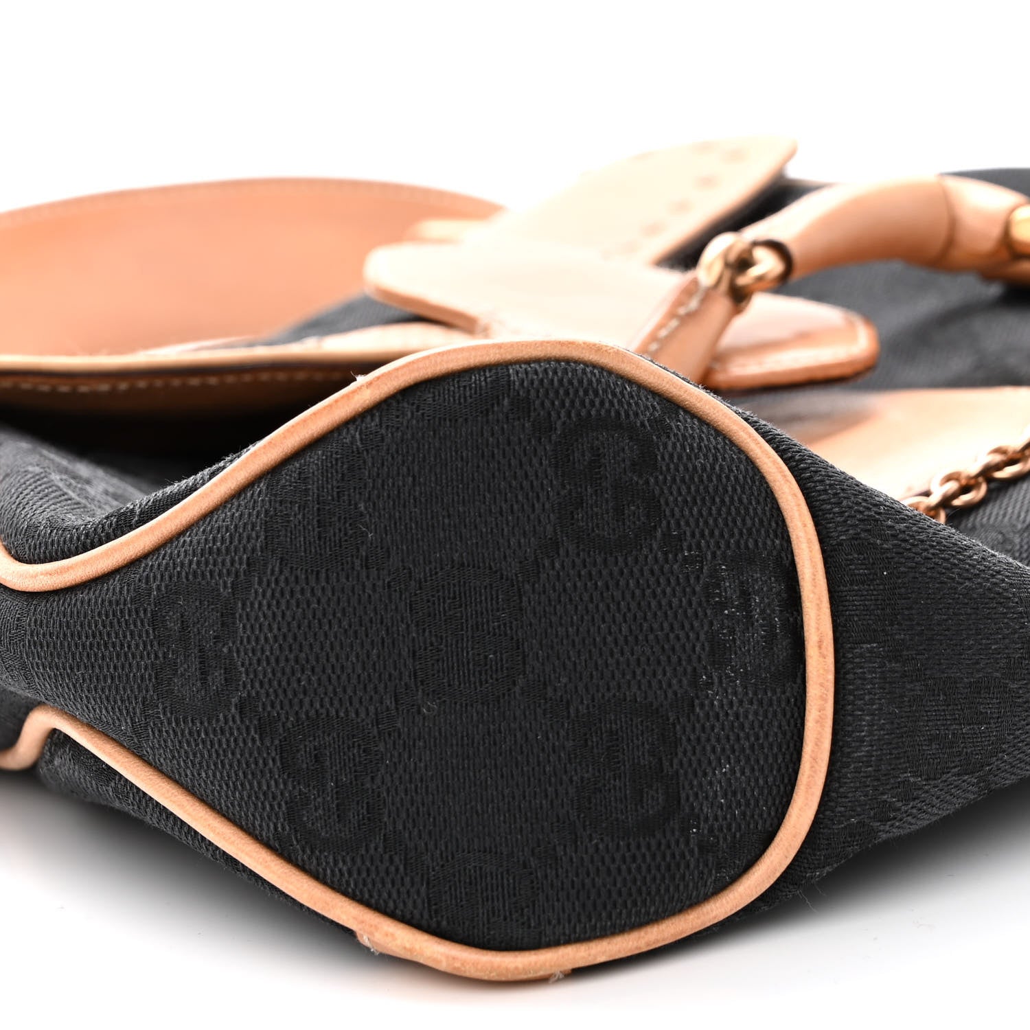 Gucci Monogram Horsebit Chain Studded Flap Shoulder Bag Black 8 of 9