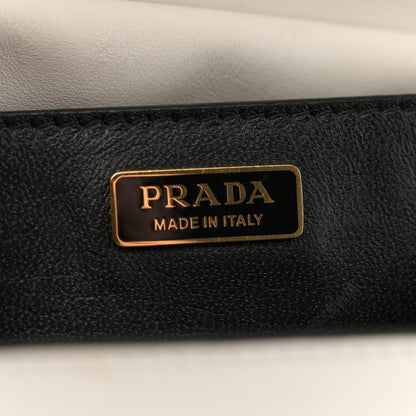 Prada City Calf Saffiano Large Cahier Bag White Black 6 of 17