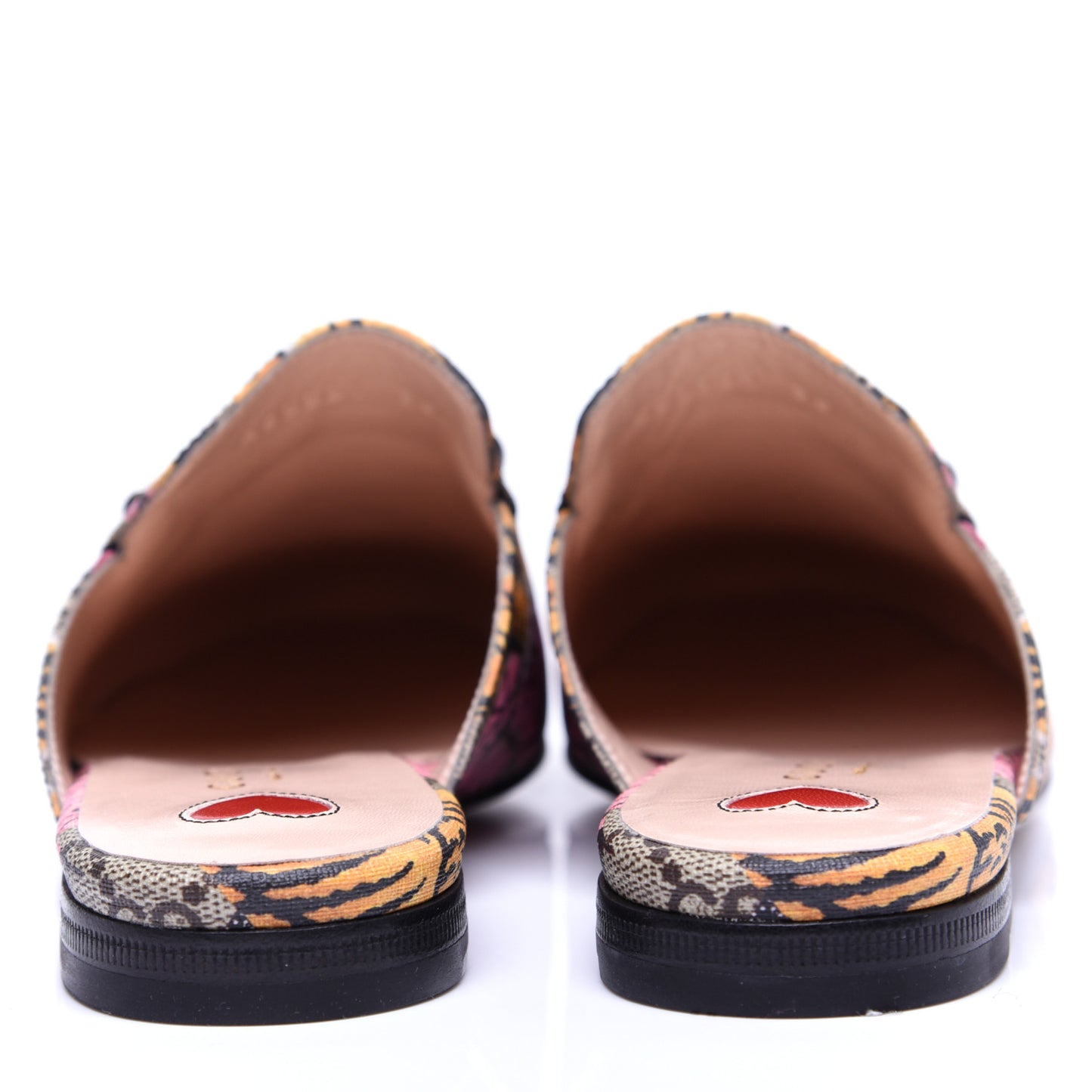 GG Supreme Monogram Bengal Womens Princetown Slippers 35 Beige Crop Pink