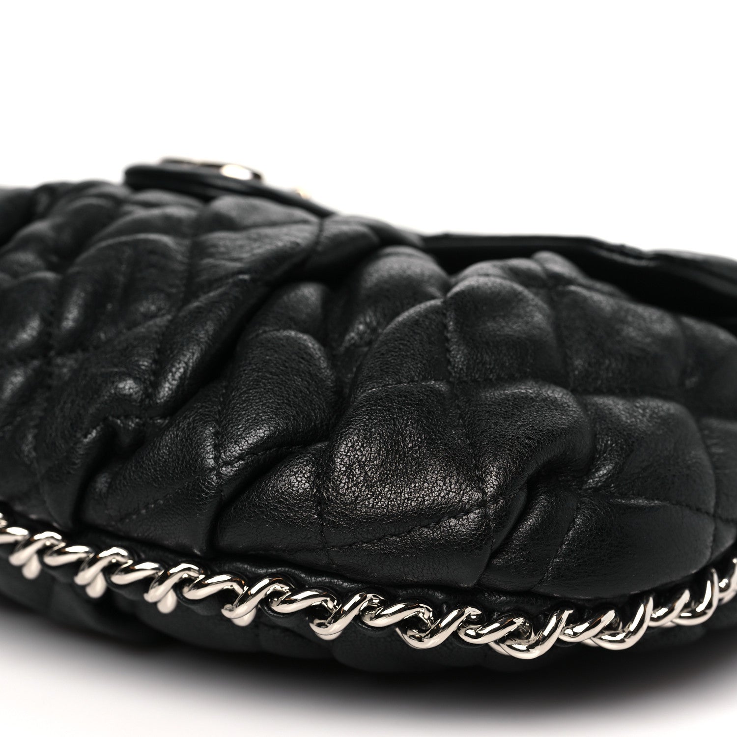 Chanel Washed Lambskin Quilted Large Chain Around Flap Black 10 of 10