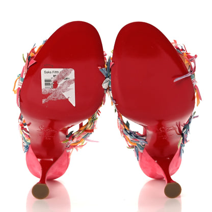 Christian Louboutin Nappa Velvet Suede Raffia Meroine 85 Sandals 40 Multicolor 5 of 8