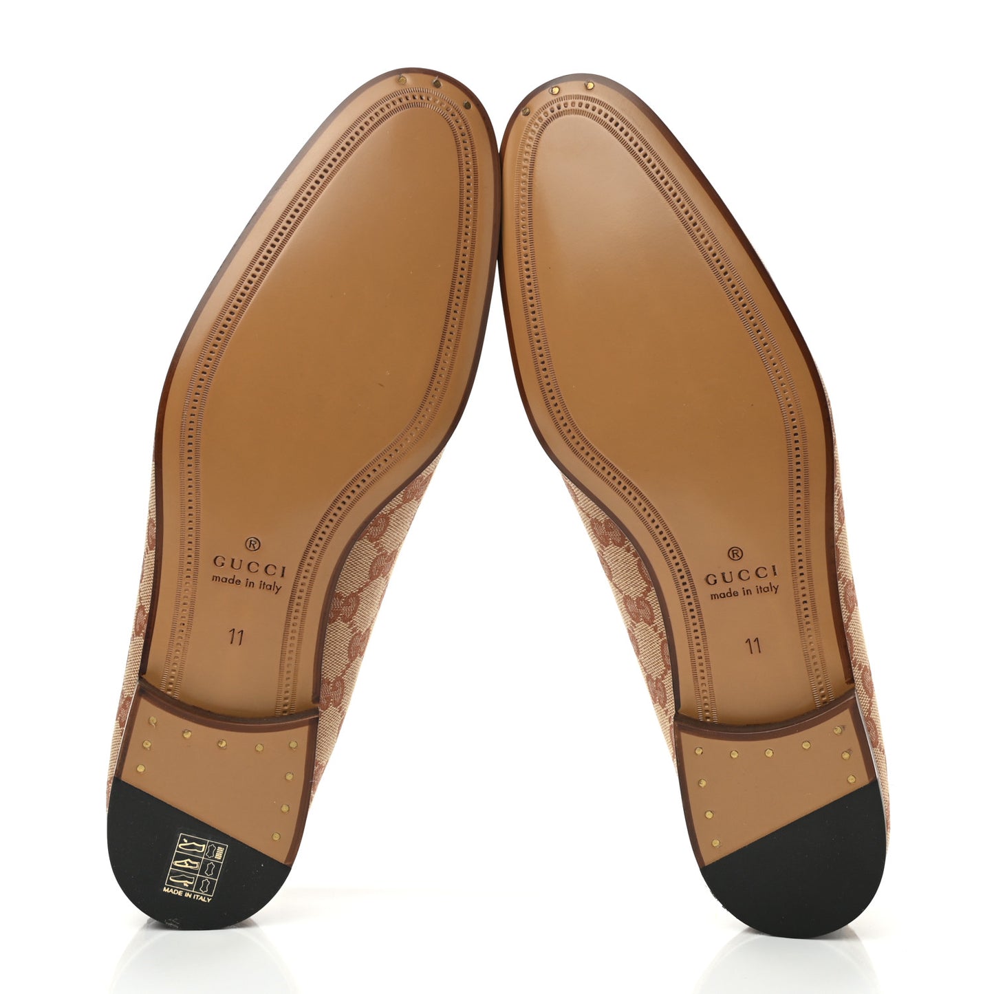 Canvas GG Monogram Horsebit Mens Jordaan Loafers 11 Beige Ruggine Light Brown