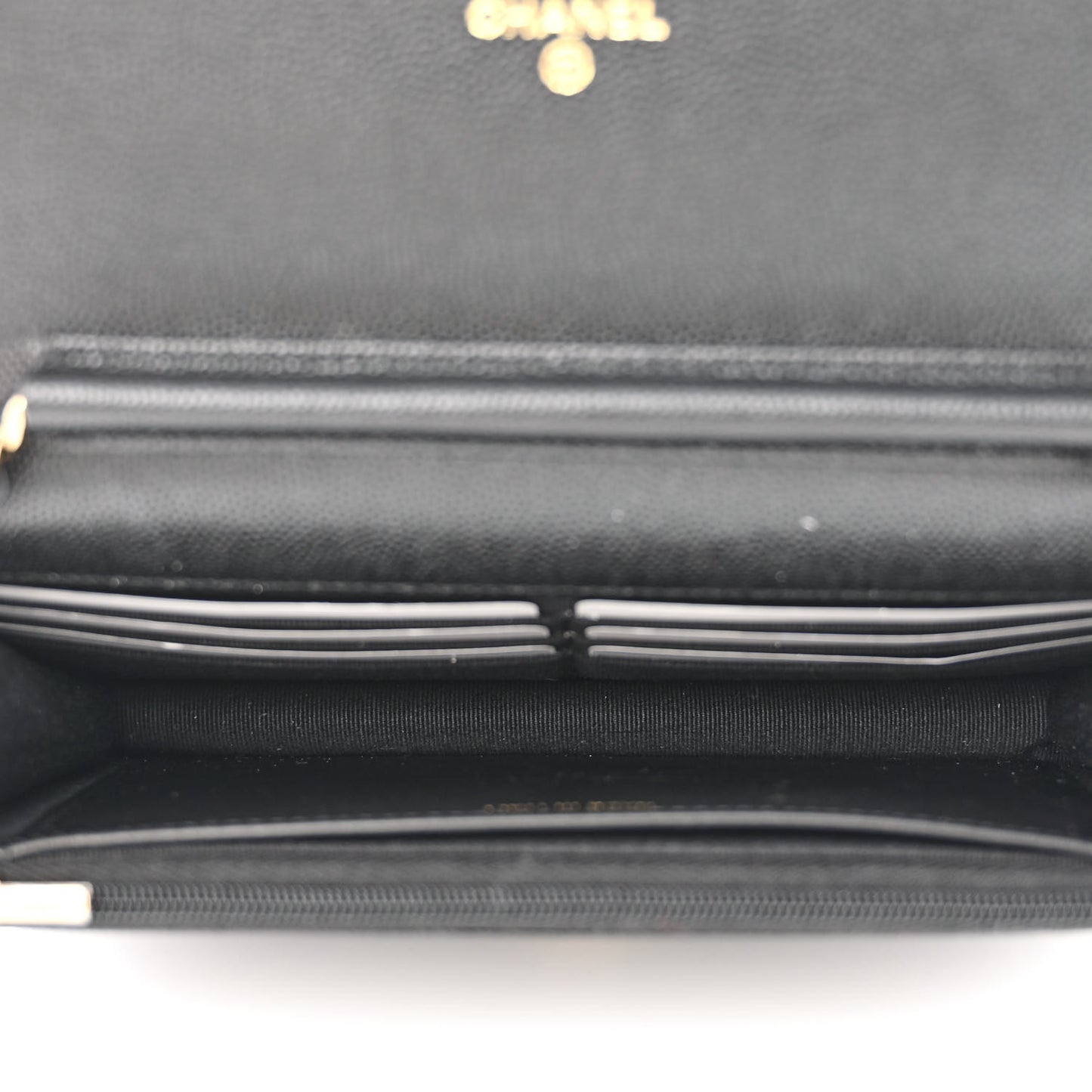 Caviar Quilted Crystal Enamel CC Wallet On Chain WOC Black