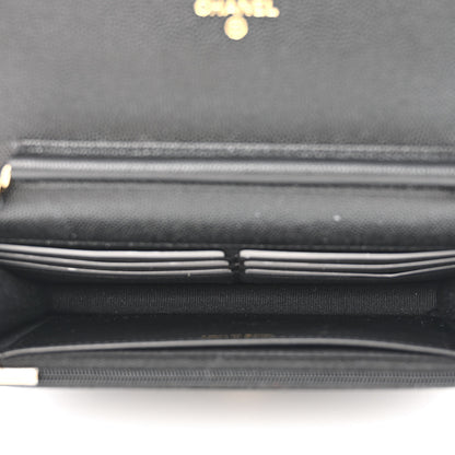 Chanel Caviar Quilted Crystal Enamel CC Wallet On Chain WOC Black 5 of 12