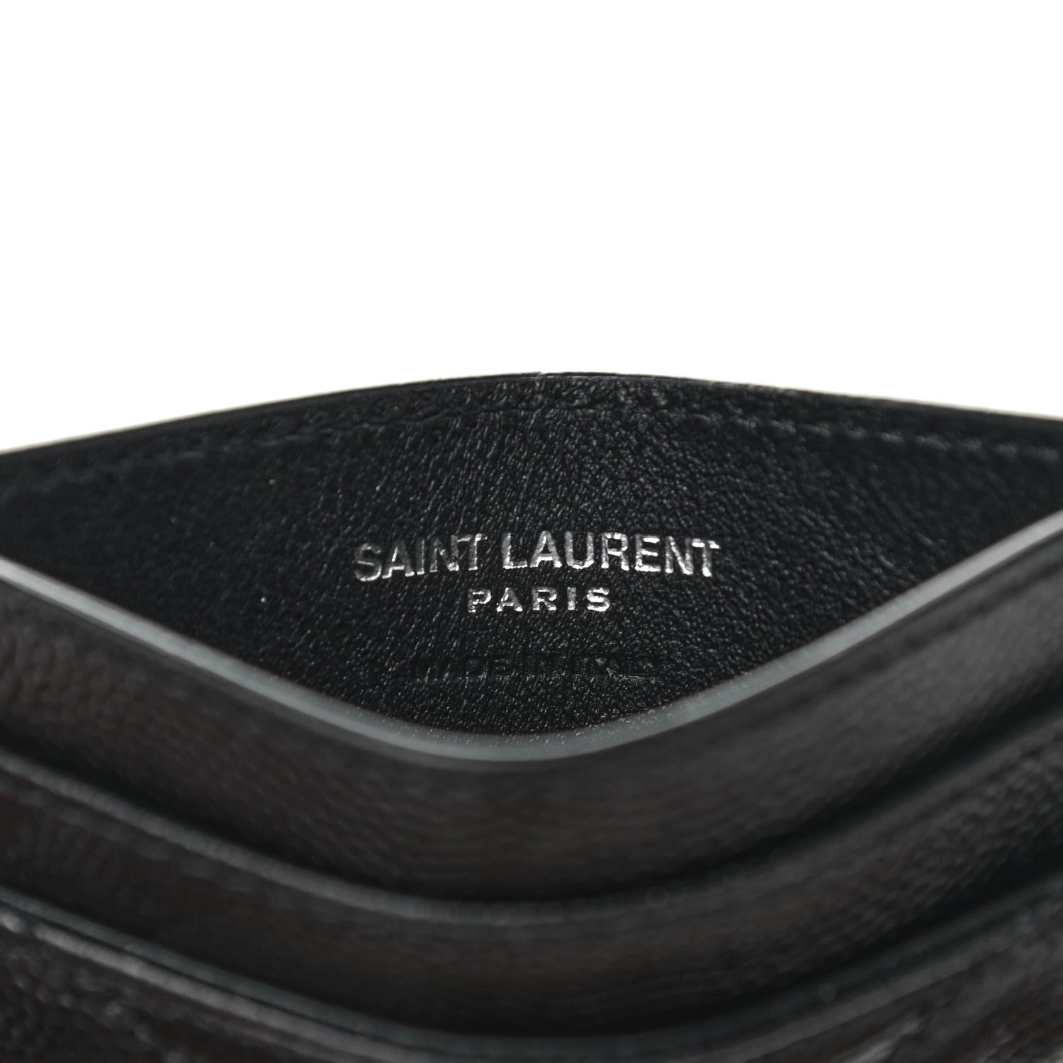Saint Laurent Grain De Poudre Matelasse Chevron Monogram Credit Card Case Black 6 of 7