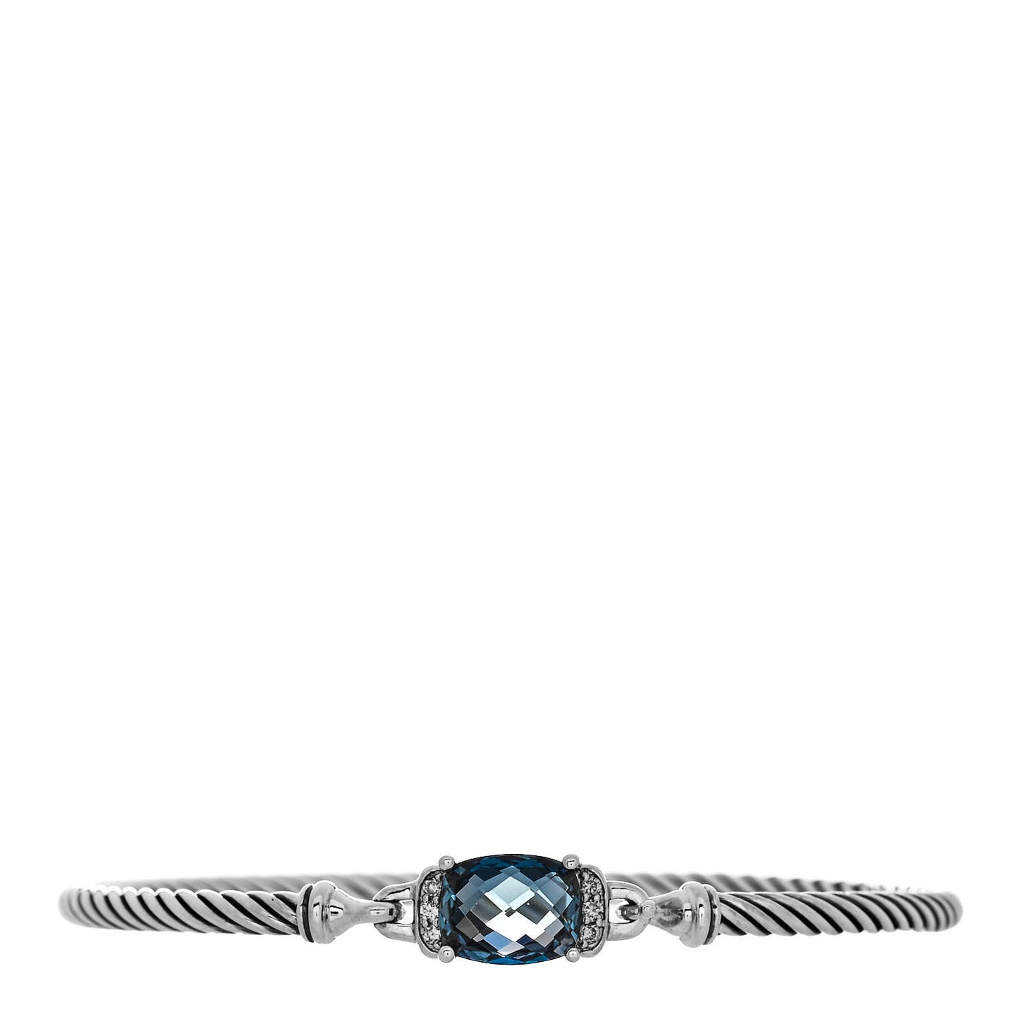 Sterling Silver Diamond Hampton Blue Topaz 3mm Petite Wheaton Bracelet