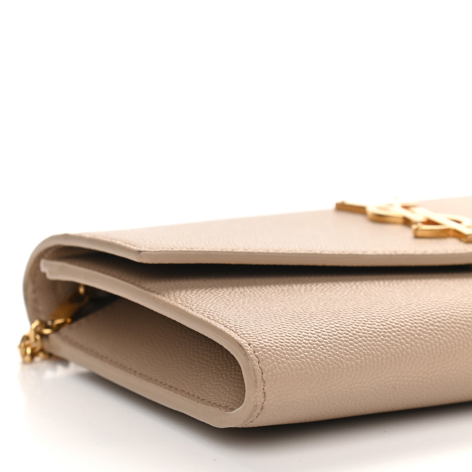 Saint Laurent Grain De Poudre Monogram Uptown Chain Wallet Dark Beige 9 of 11