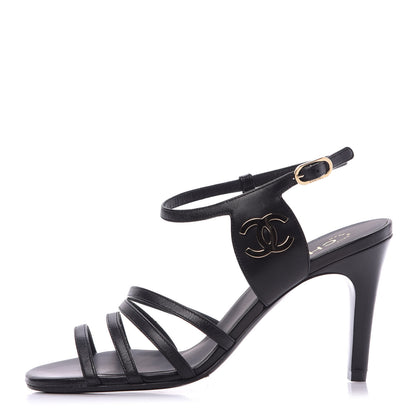 Chanel Lambskin CC Sandals 38 Black 1 of 11