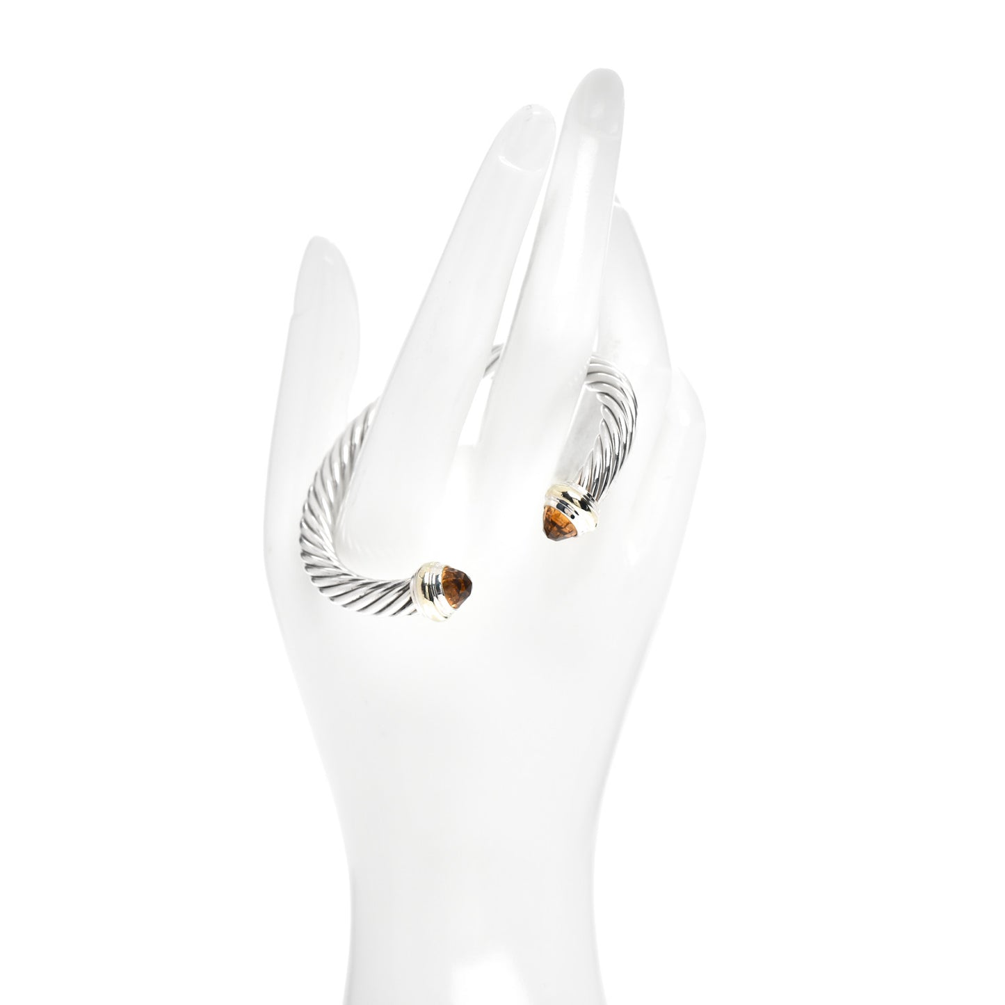 Sterling Silver 14K Yellow Gold Citrine 7mm Cable Classics Bracelet