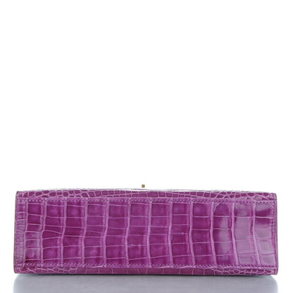 Hermes Shiny Alligator Kelly Pochette Violet 9 of 21