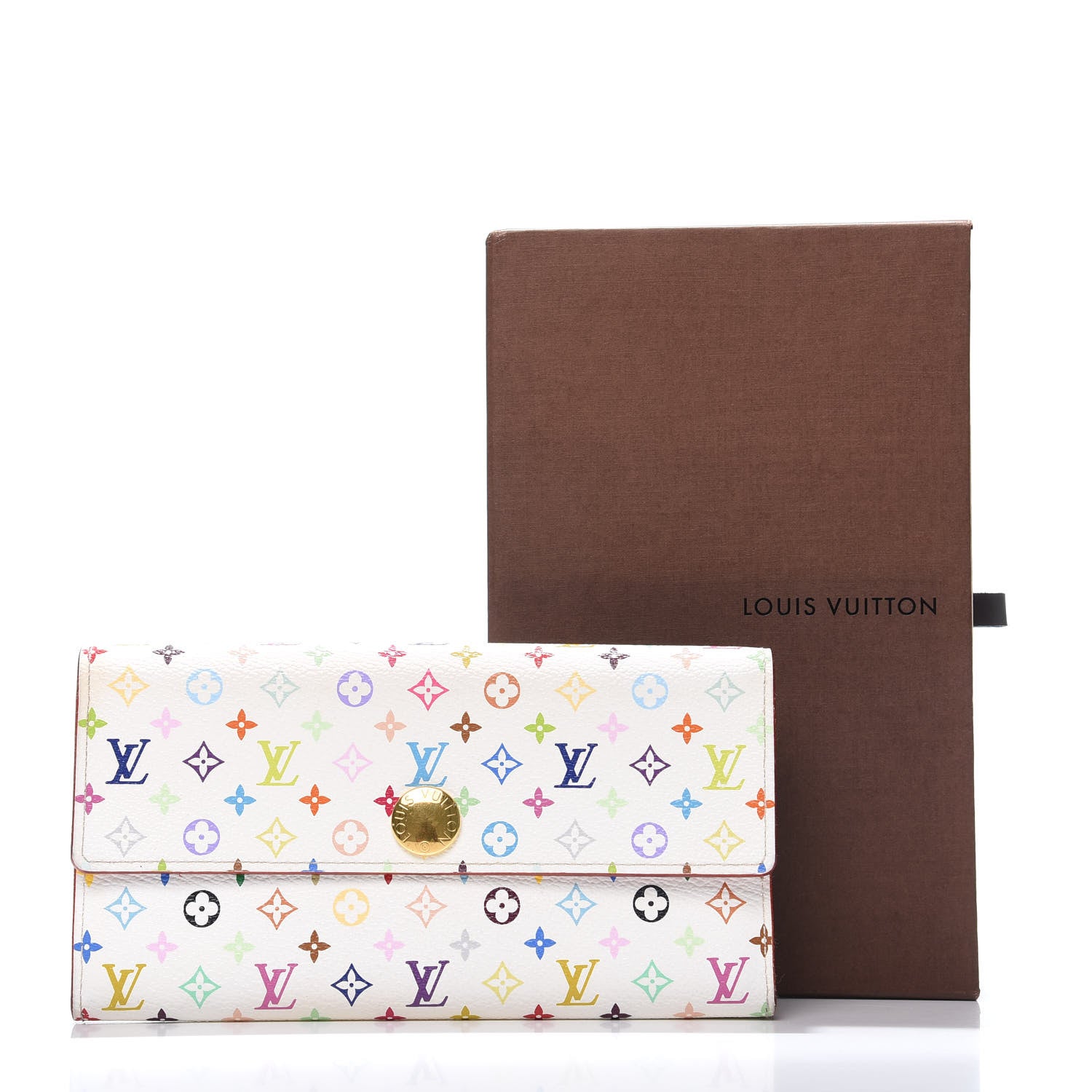 Louis Vuitton Monogram Multicolor Sarah Wallet White Litchi 10 of 10