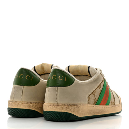 Gucci GG Monogram Nubuck Web Womens Screener Sneakers 37 New Sand Dusty Milk Vintage Green 4 of 8