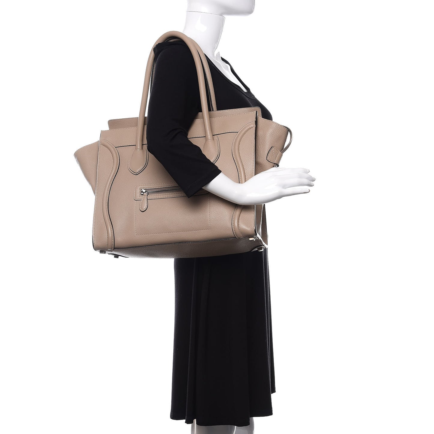 Drummed Calfskin Shoulder Luggage Dune