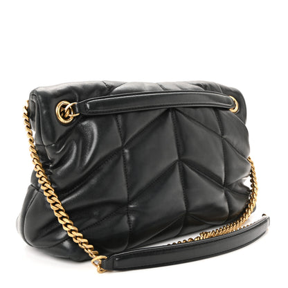 Saint Laurent Lambskin Quilted Small Loulou Puffer Monogram Chain Satchel Black 4 of 17