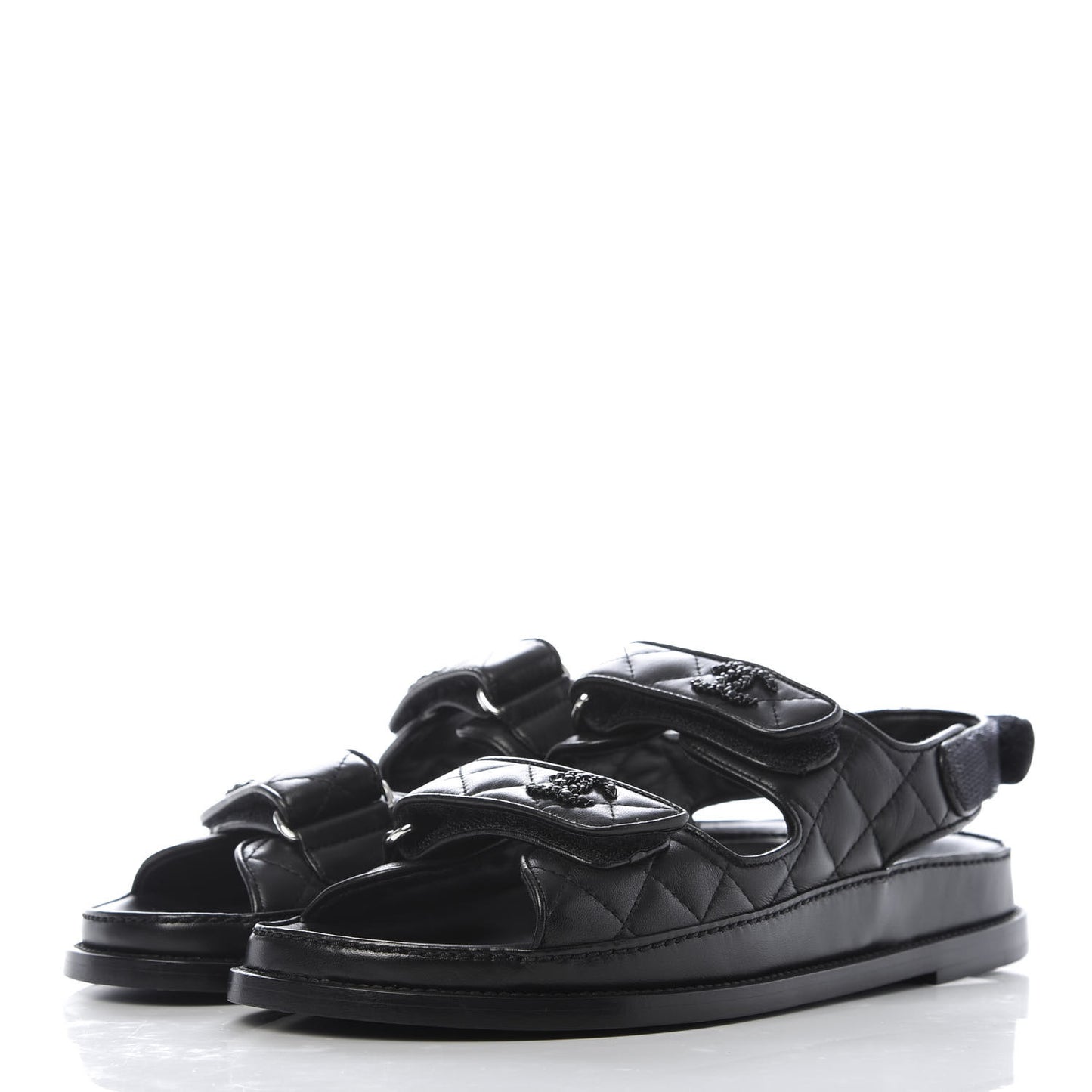 Lambskin Velcro Dad Sandals 39.5 Black