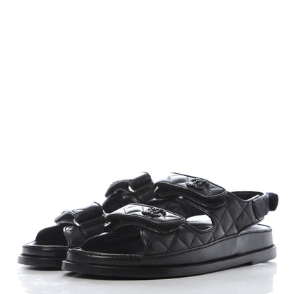 Chanel Lambskin Velcro Dad Sandals 39.5 Black 3 of 10