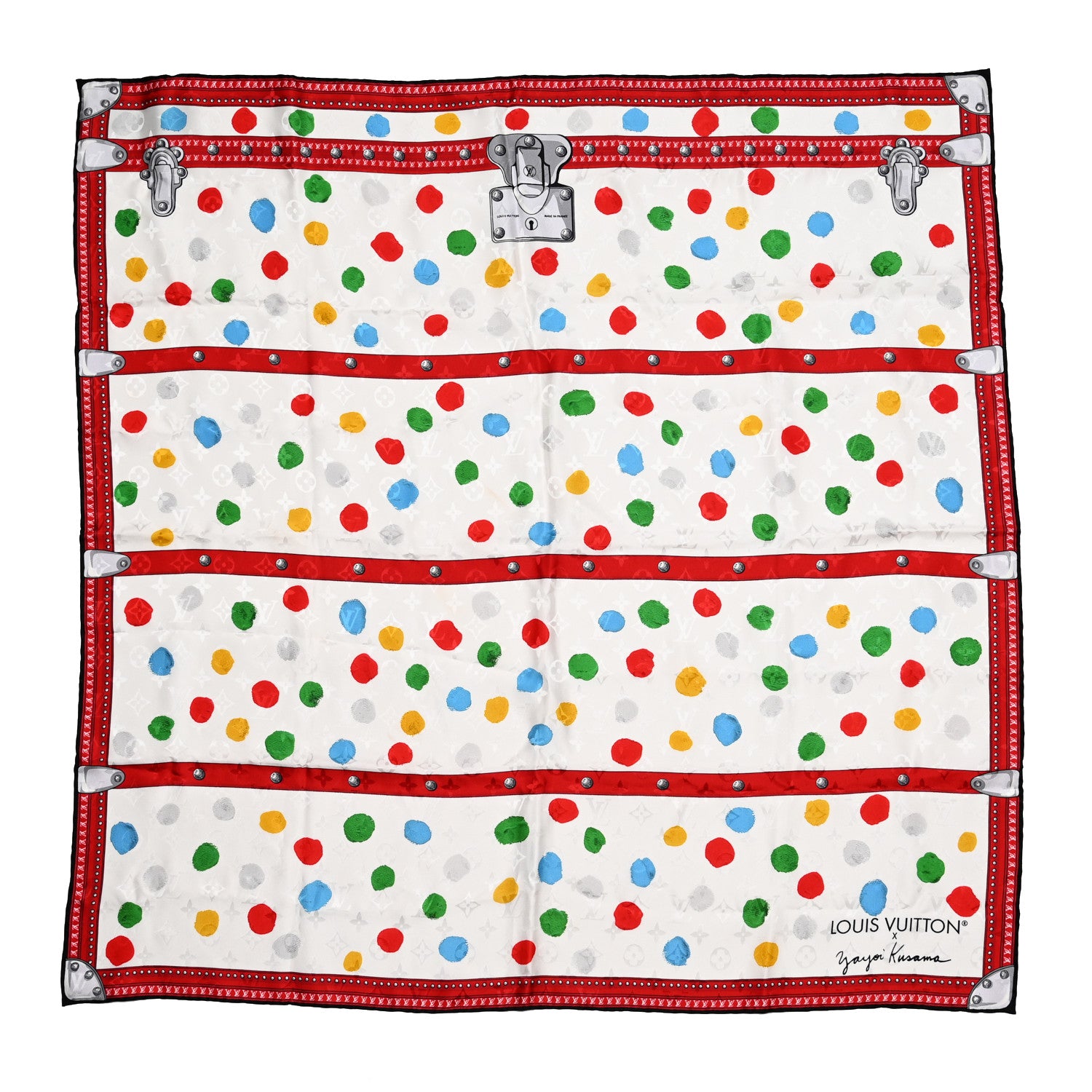 Louis Vuitton LV X YK Silk Monogram Dots Scarf 90 White 1 of 4