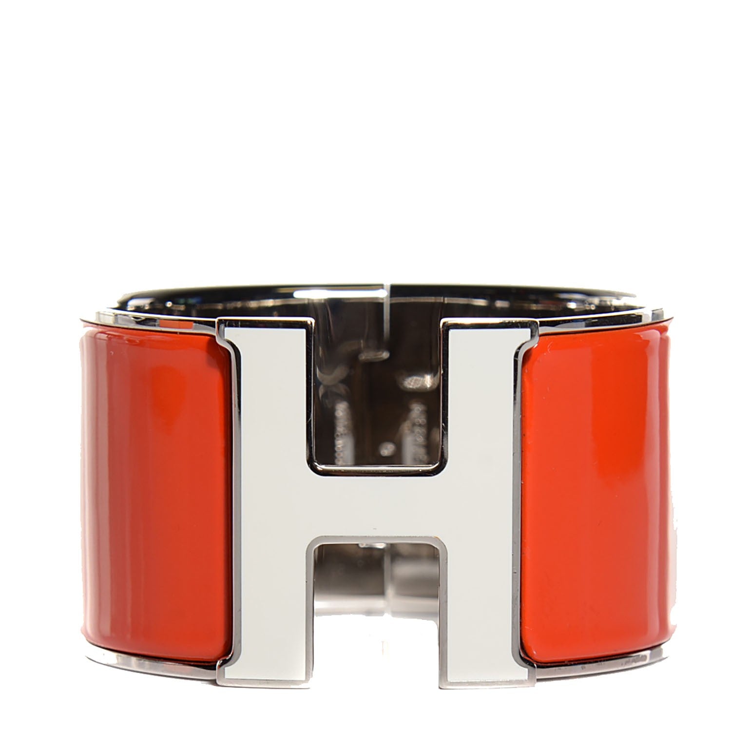 Hermes Enamel Extra Wide Clic H Bracelet PM Orange Fruite White 1 of 6