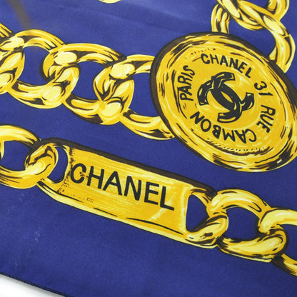 Chanel Silk CC Chain Scarf Blue 4 of 5