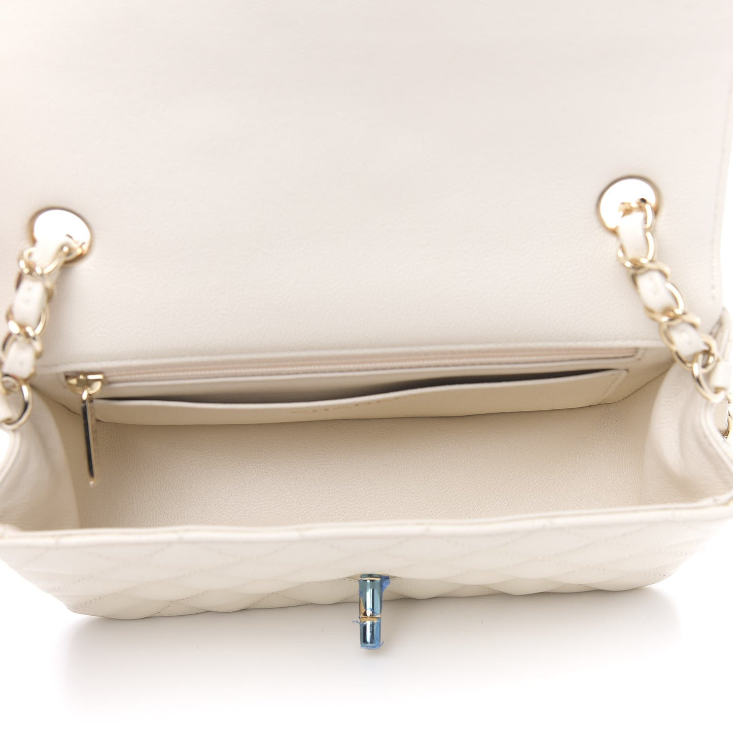 Caviar Quilted Mini Rectangular Flap Ivory