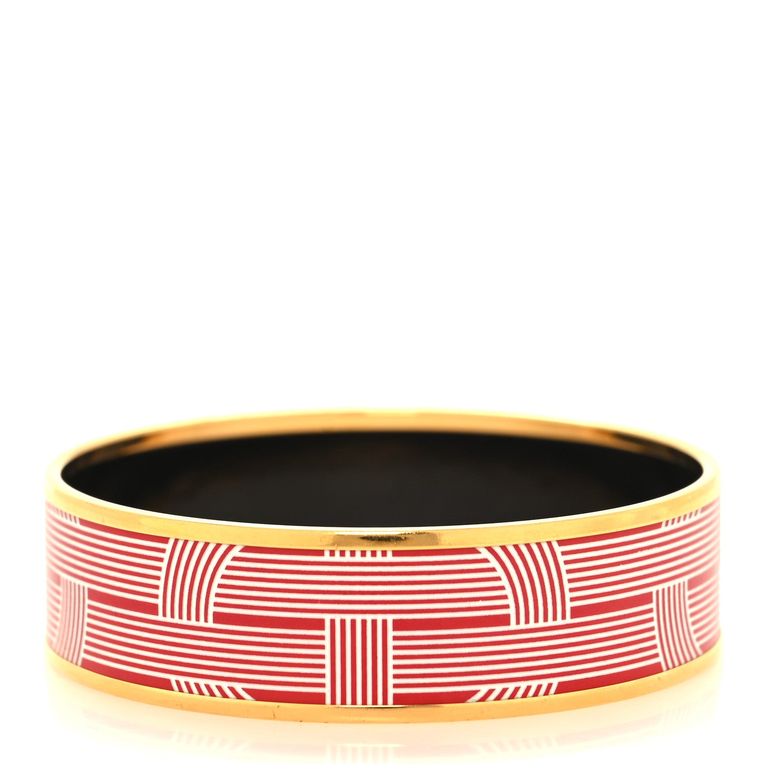 Hermes Enamel Printed Wide Circuit 24 Faubourg Bracelet 65 Rouge White 3 of 5