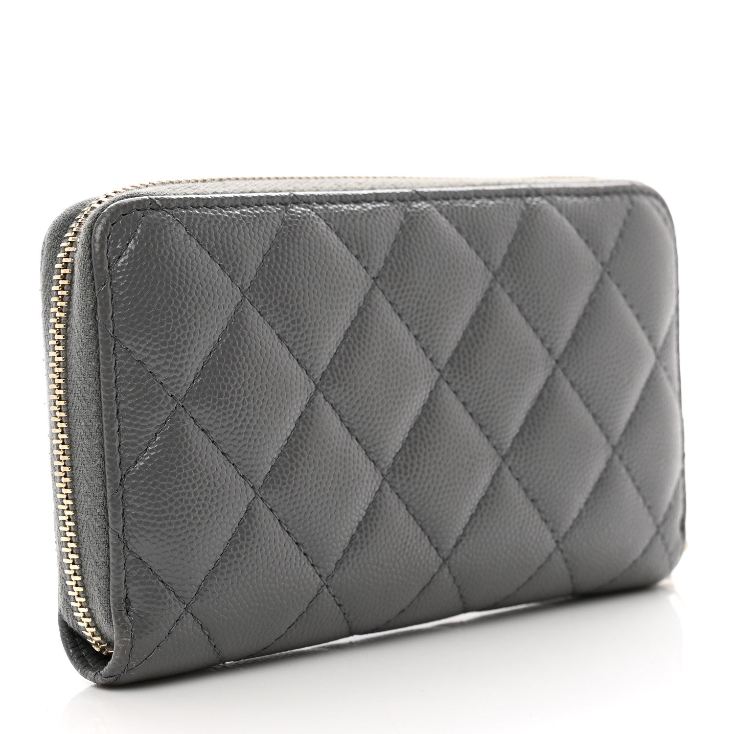 Chanel Caviar Quilted Small French New Wave Zip Around Wallet Grey 3 of 10