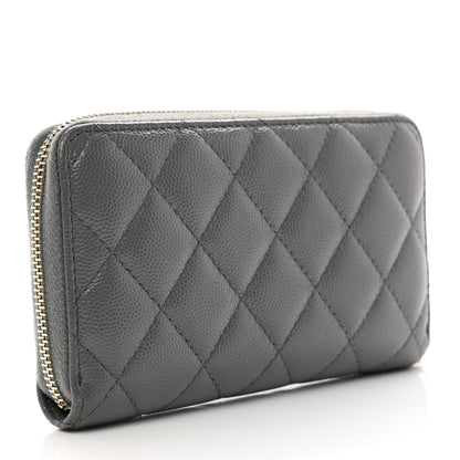 Chanel Caviar Quilted Small French New Wave Zip Around Wallet Grey 3 of 10