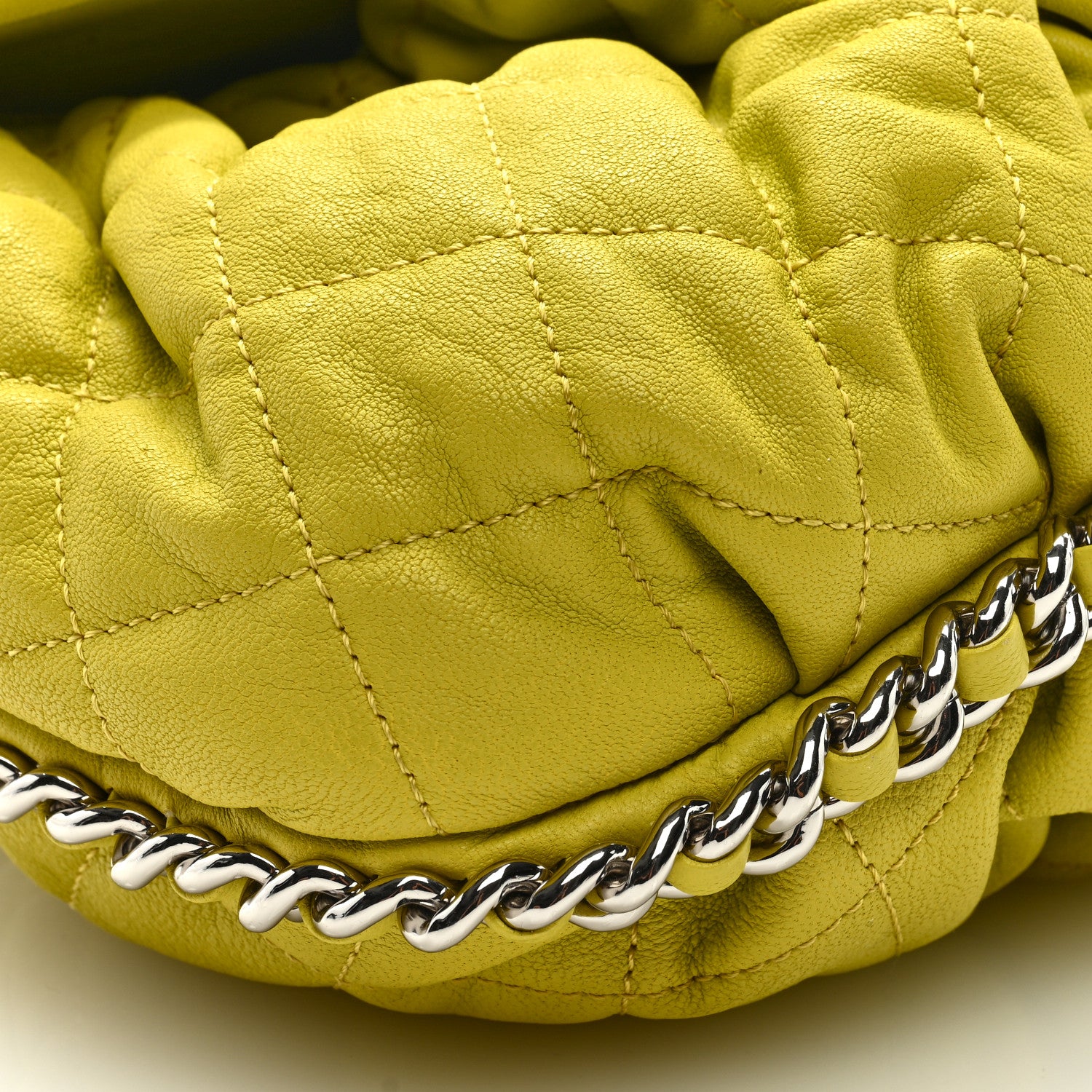 Chanel Washed Lambskin Chain Around Medium Messenger Yellow 8 of 9