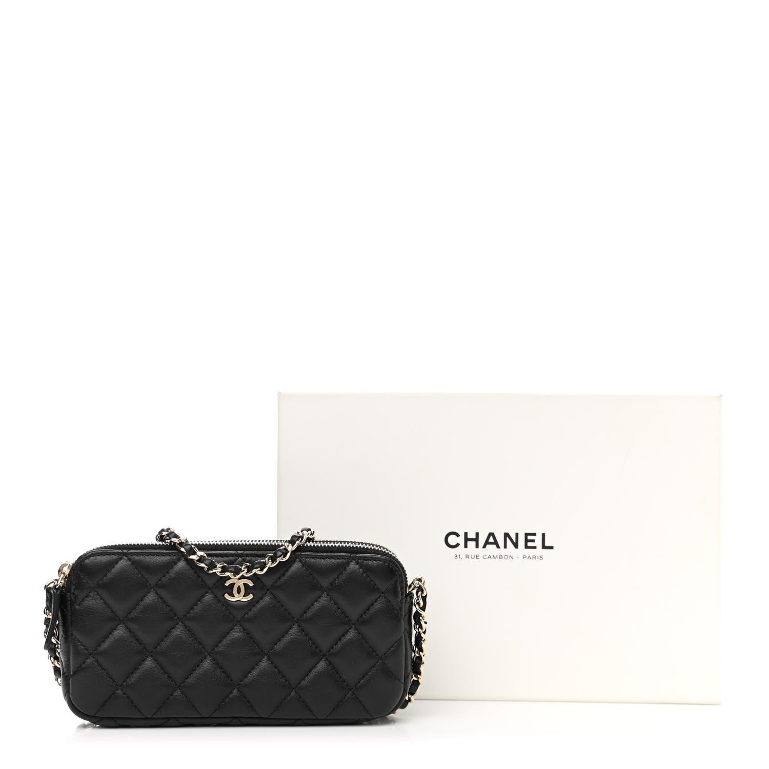 Chanel Lambskin Quilted Small Clutch With Chain Black 13 of 13
