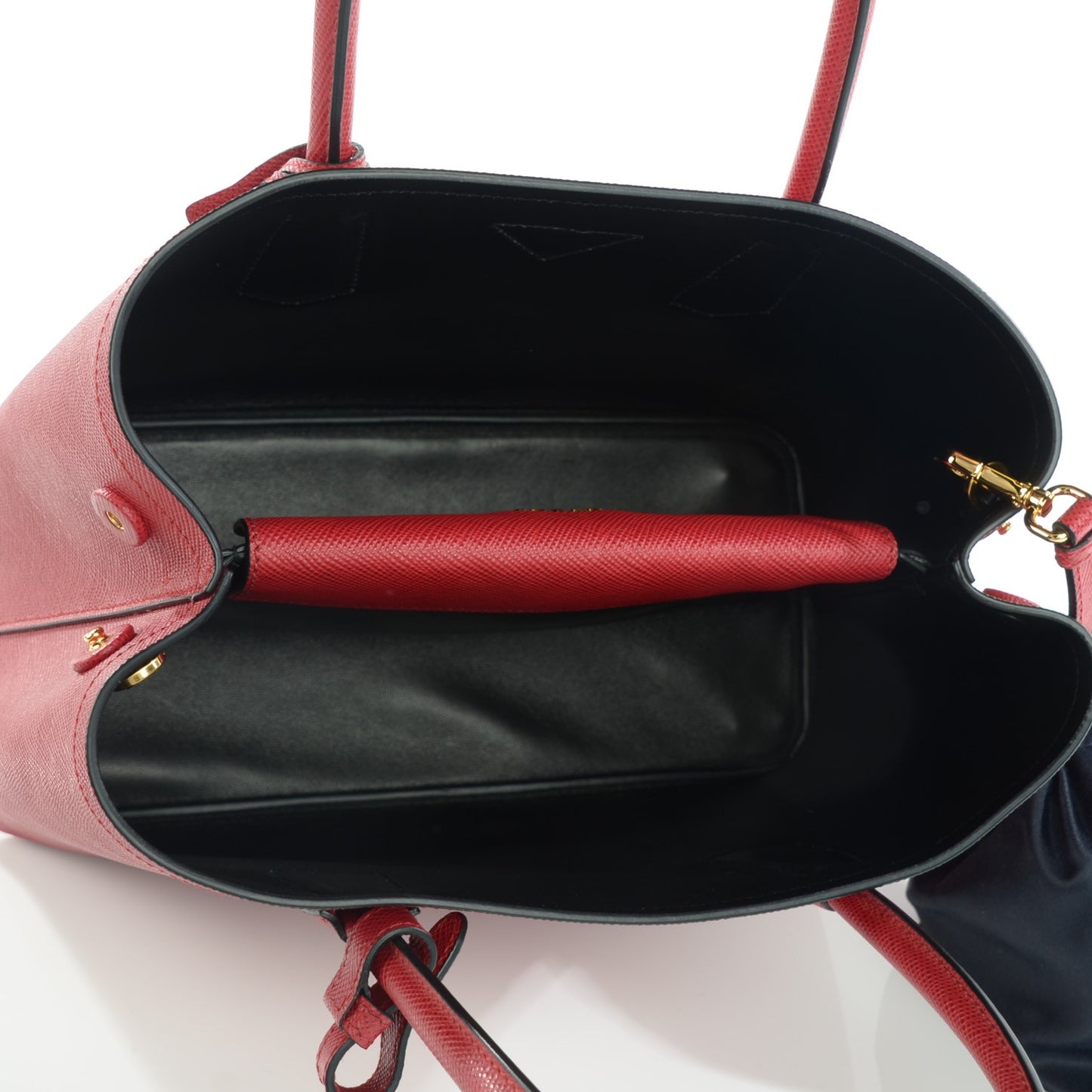 Saffiano Cuir Medium Double Bag Fuoco Black