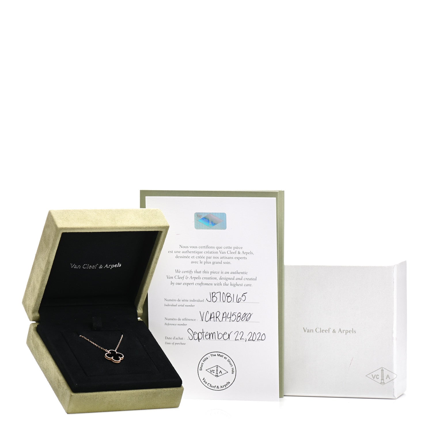 Van Cleef & Arpels 18K Yellow Gold Black Onyx Vintage Alhambra Pendant Necklace 6 of 6