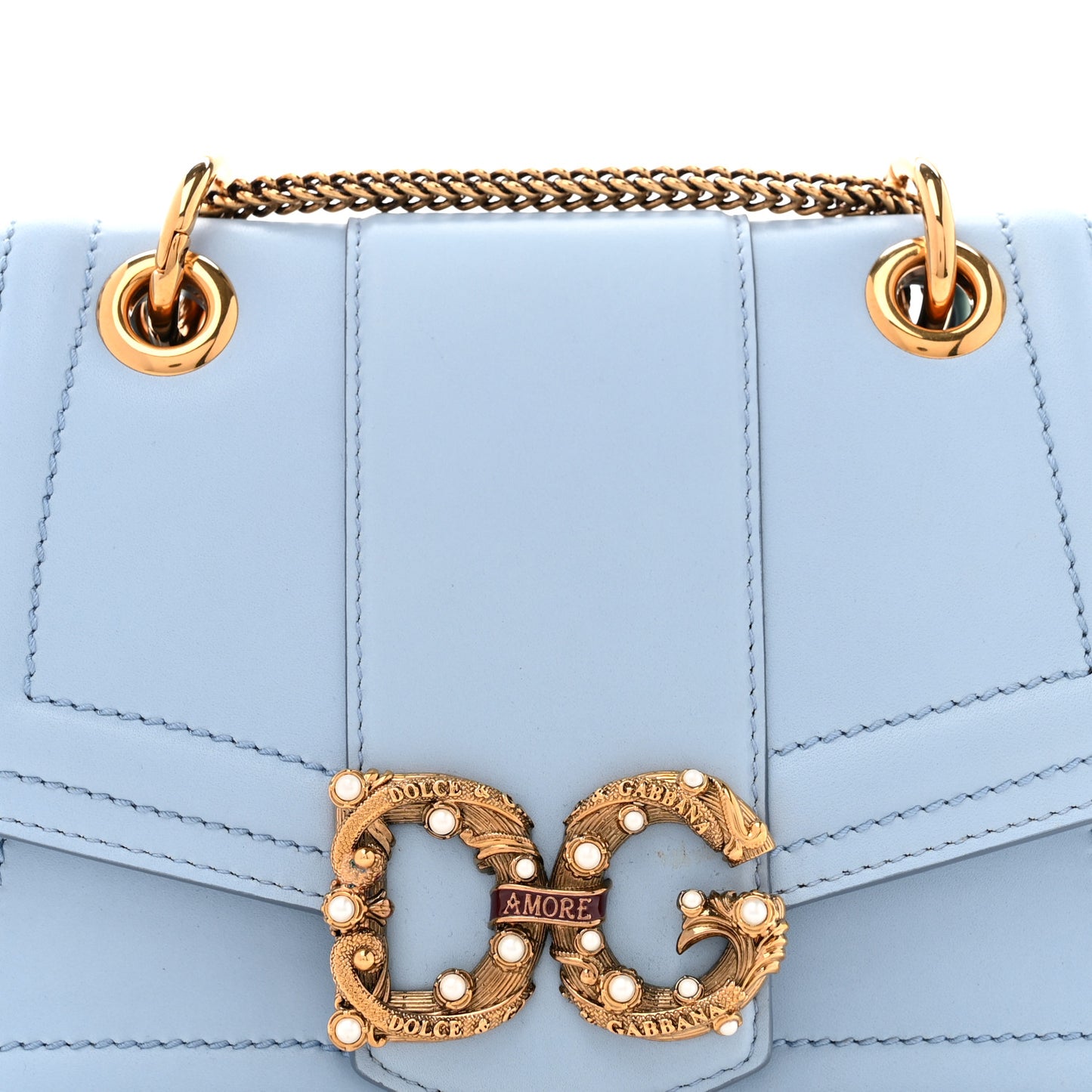 Smooth Calfskin Small DG Amore Envelope Bag Cielo
