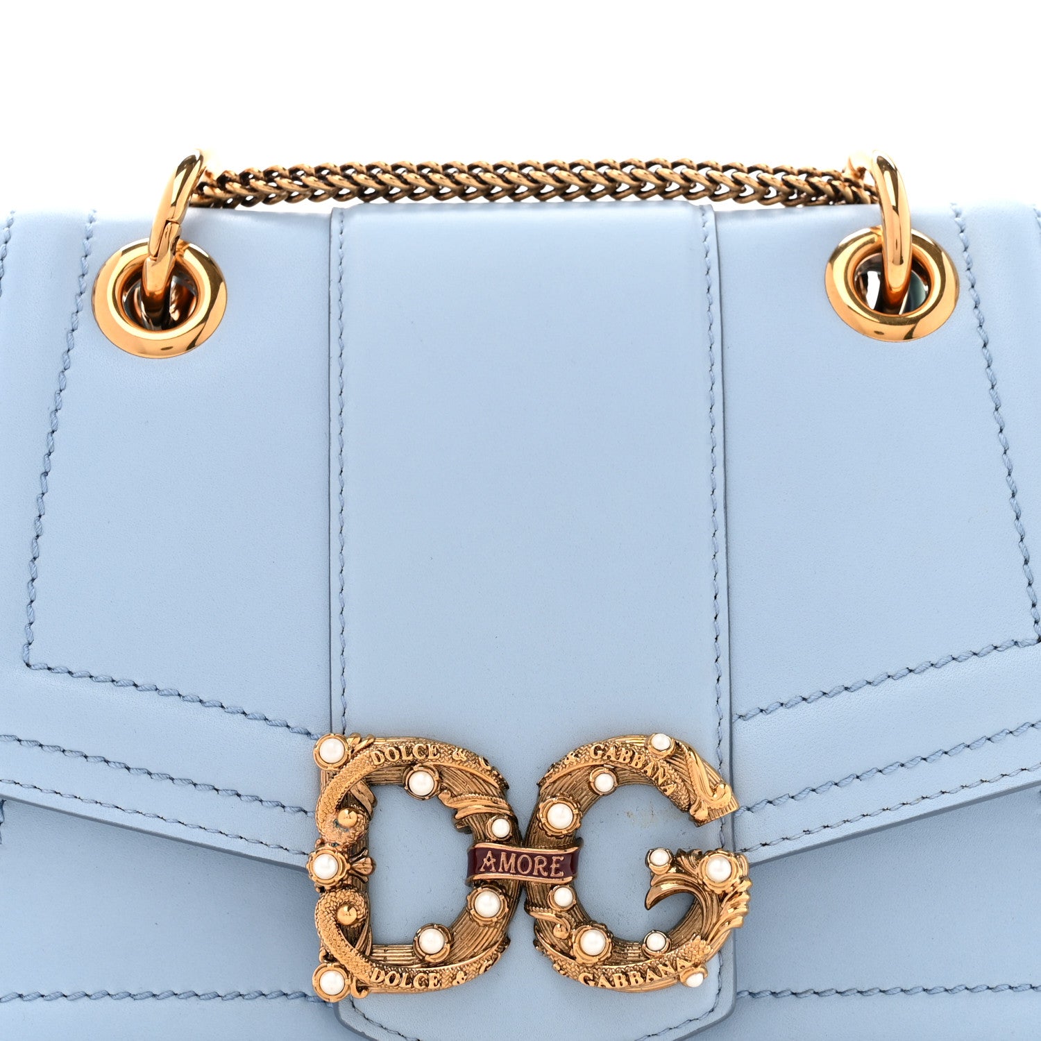 Dolce & Gabbana Smooth Calfskin Small DG Amore Envelope Bag Cielo 7 of 10