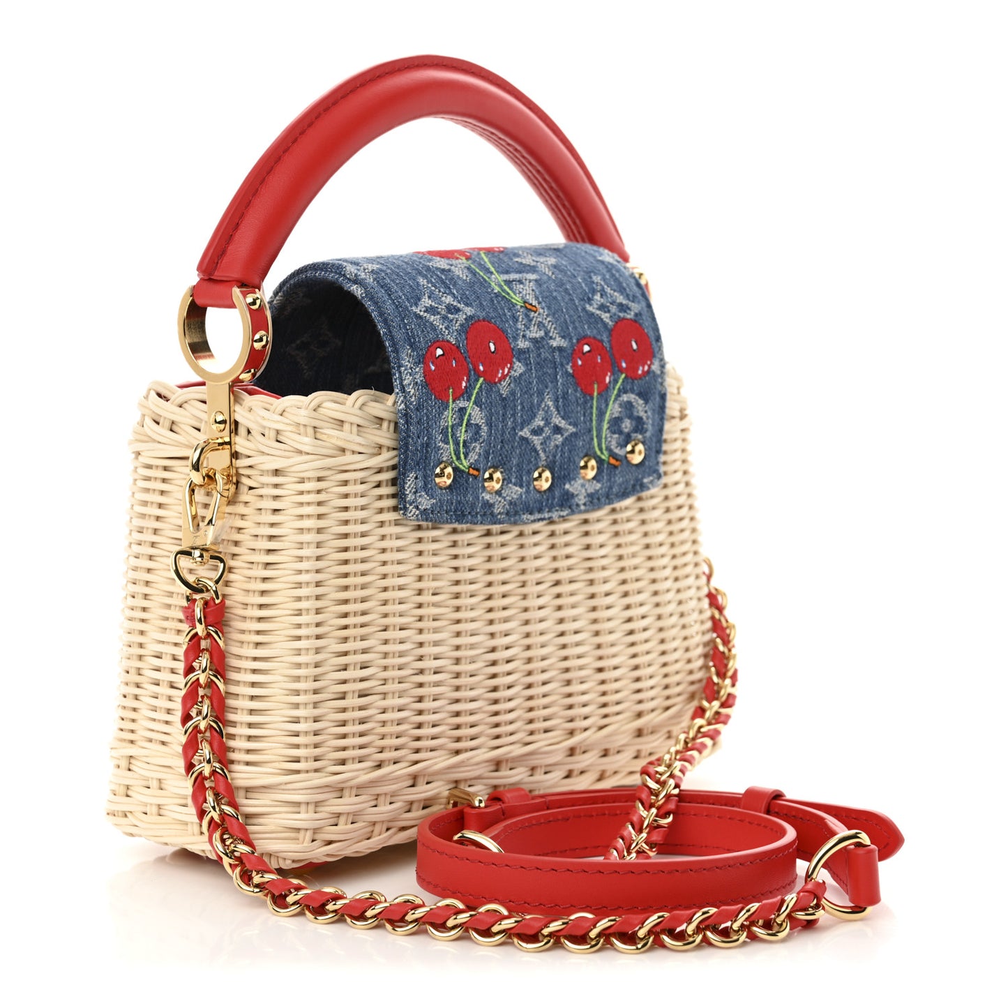 LV X TM Rattan Denim Calfskin Cerises Capucines Mini