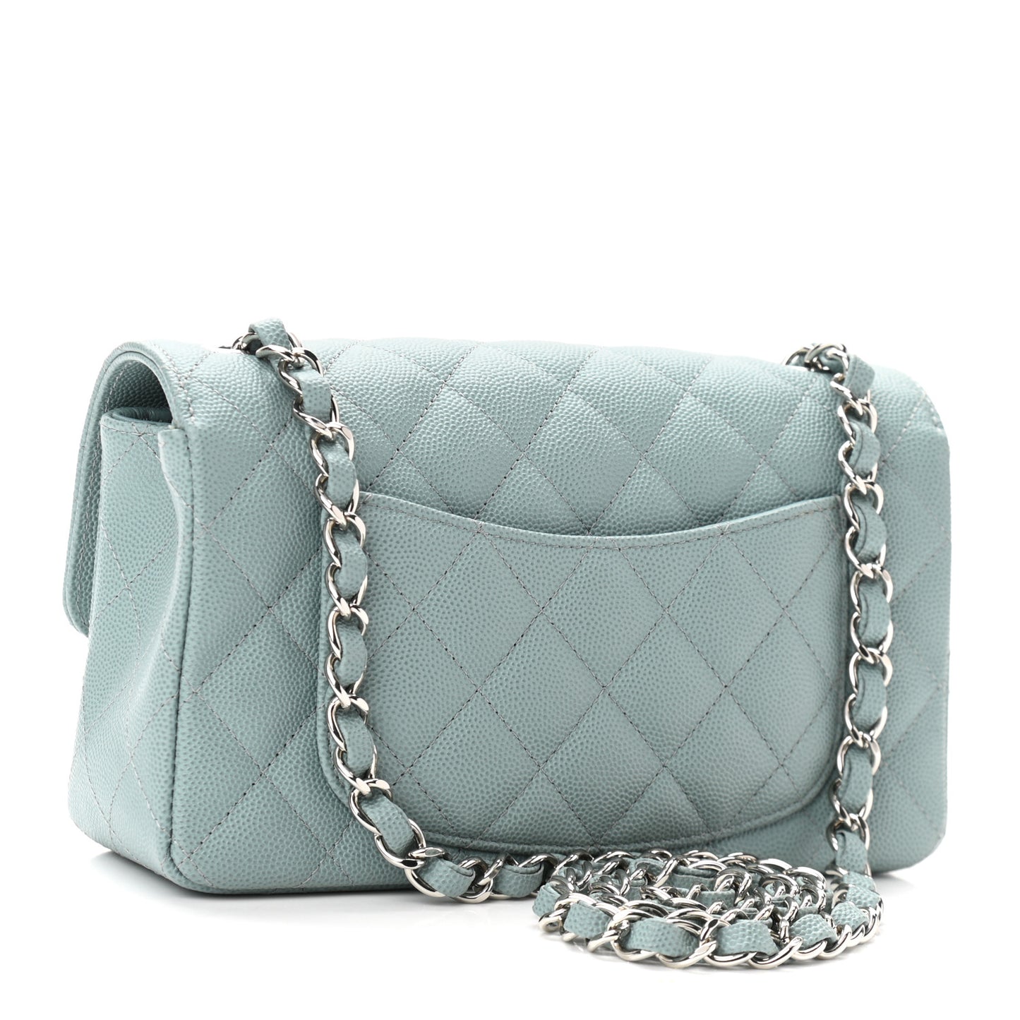 Caviar Quilted Mini Rectangular Flap Green