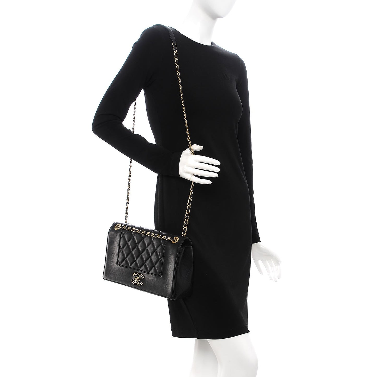 Sheepskin Quilted Vintage Mademoiselle Flap Black