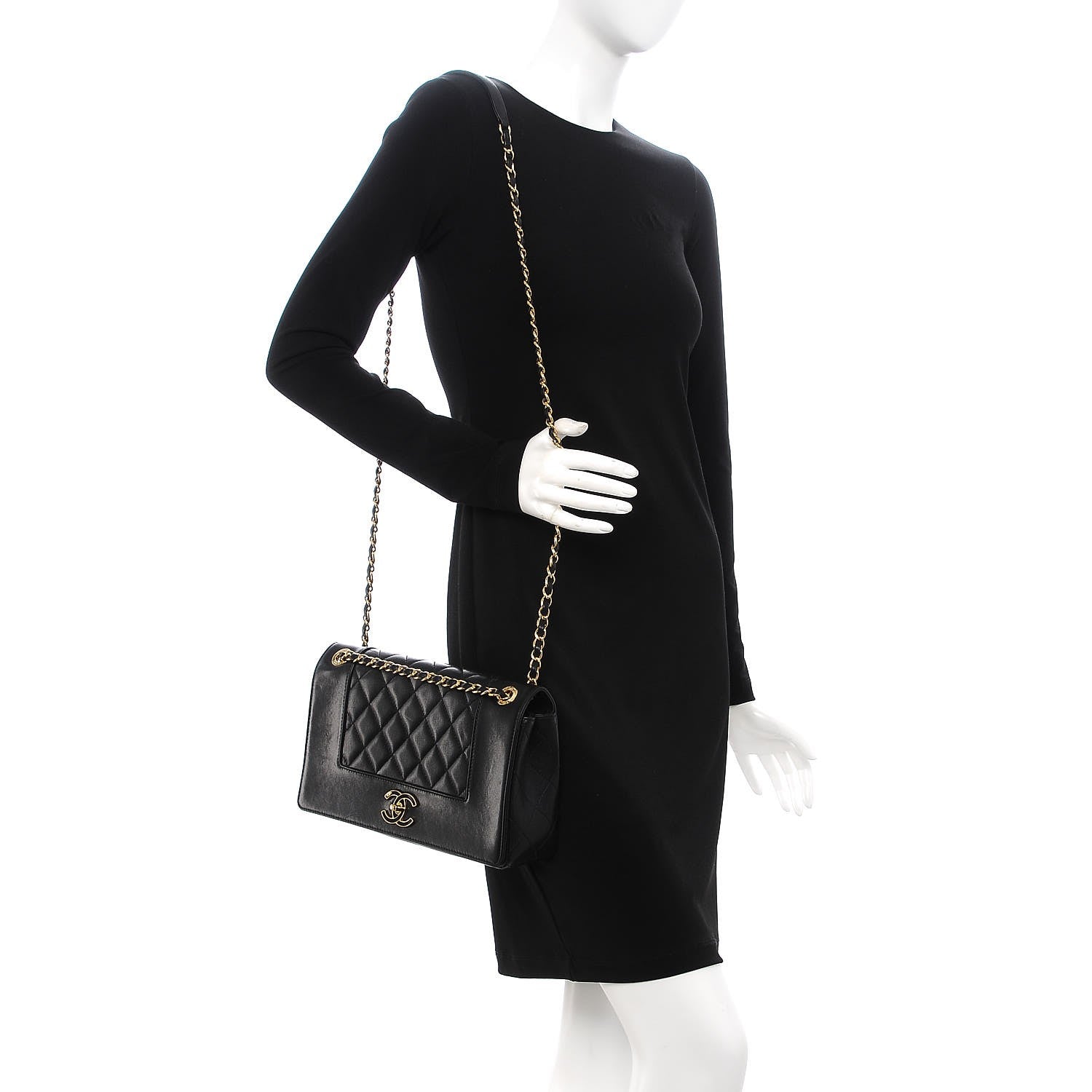 Chanel Sheepskin Quilted Vintage Mademoiselle Flap Black 2 of 8