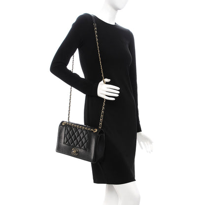 Chanel Sheepskin Quilted Vintage Mademoiselle Flap Black 2 of 8