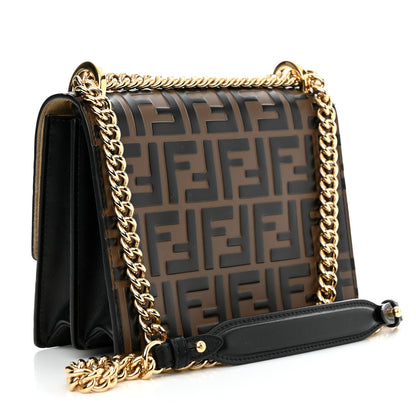 Fendi Vitello Liberty Bi-Color FF 1974 Embossed Small Kan U Shoulder Bag Maya Black 2 of 13