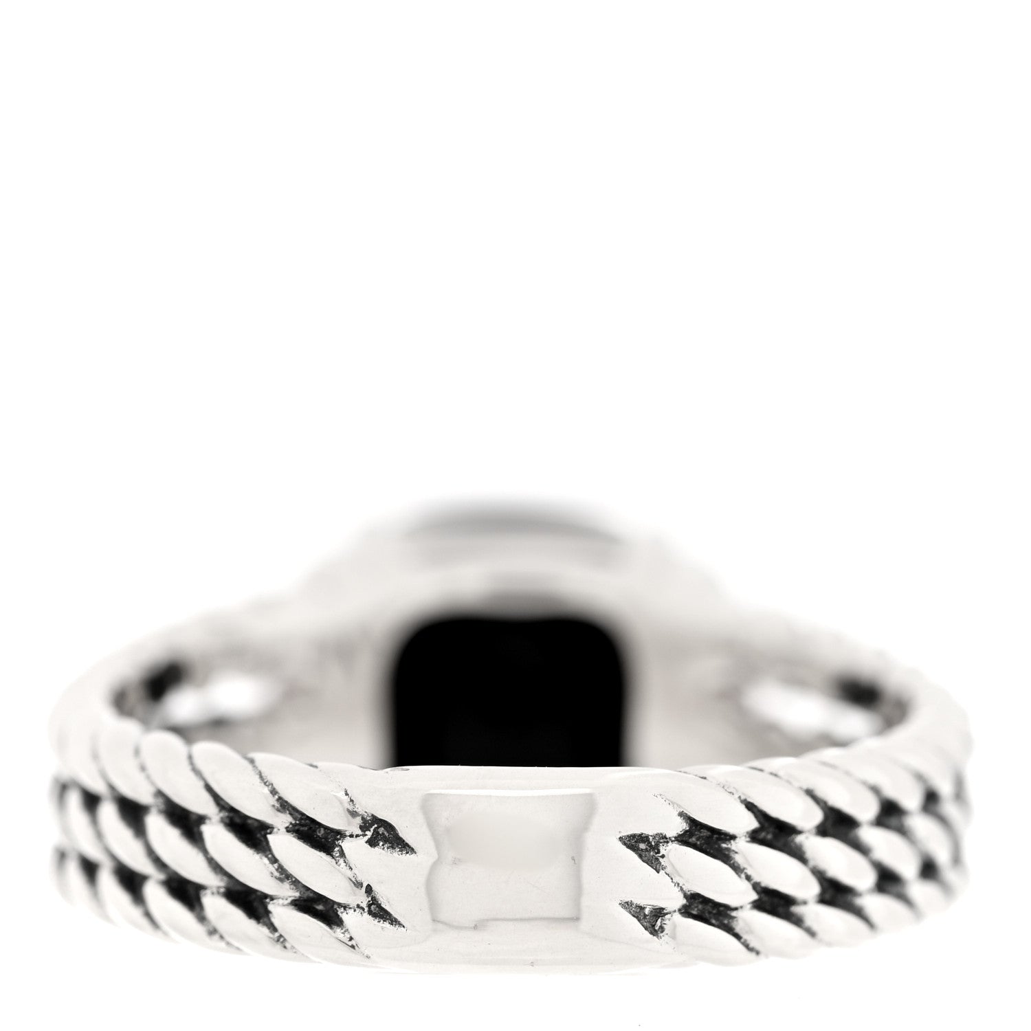 David Yurman Sterling Silver Diamond Black Onyx 10mm Petite Wheaton Ring 54 6.75 3 of 4