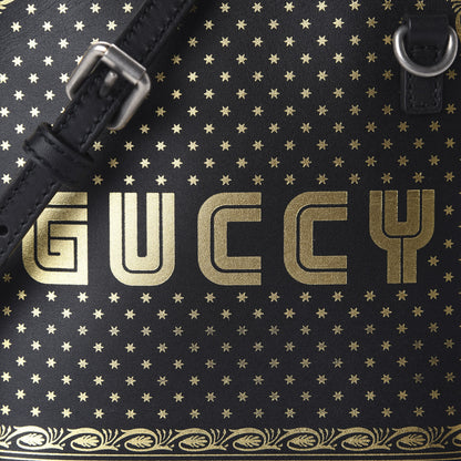 Gucci X SEGA Calfskin GUCCY Stars Mini Dome Shoulder Bag Black Gold 10 of 10